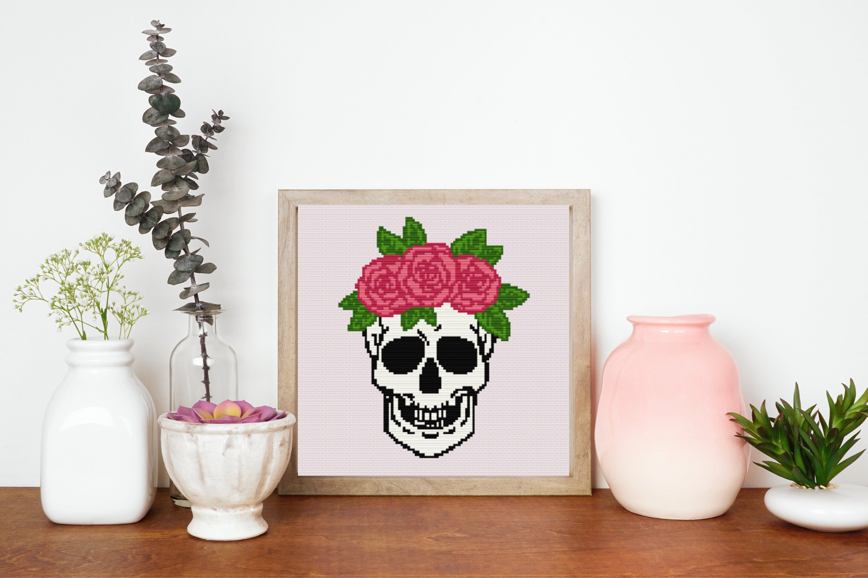 Flower Crown Skull Cross Stitch Pattern - PDF Download - Etsy