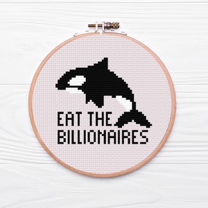 Eat the Rich Kreuzstichmuster, DIY PDF Download, Politische Satire, aktivistische Kunst, Soziale Gerechtigkeit