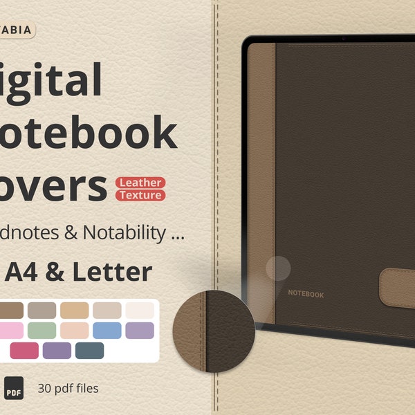 Leather Texture Digital Notebook Covers | Goodnotes Covers | Notability Covers | A4 & Letter