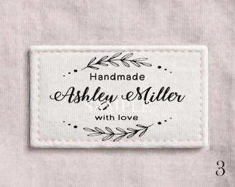 Custom personalized Cotton Fabric Labels Mom Grandmom Friends Birthday Gifts Sew-On Handmade Crochet Knitted Clothing Blankets Tags Logo