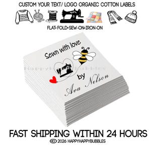 Bijennaaimachine Aangepaste naam Stoffenlabels Biologisch katoen Handgemaakte Quit Crochet gebreide kleding Deken Patchwork Trui Portemonnee Logo Tags