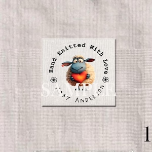 Custom Cotton Sewing Labels Round Sheep Heart Love Cotton Label Knitted Crochet item  Fabric Label Handmade Tag Sewing Quilt Print Your Log