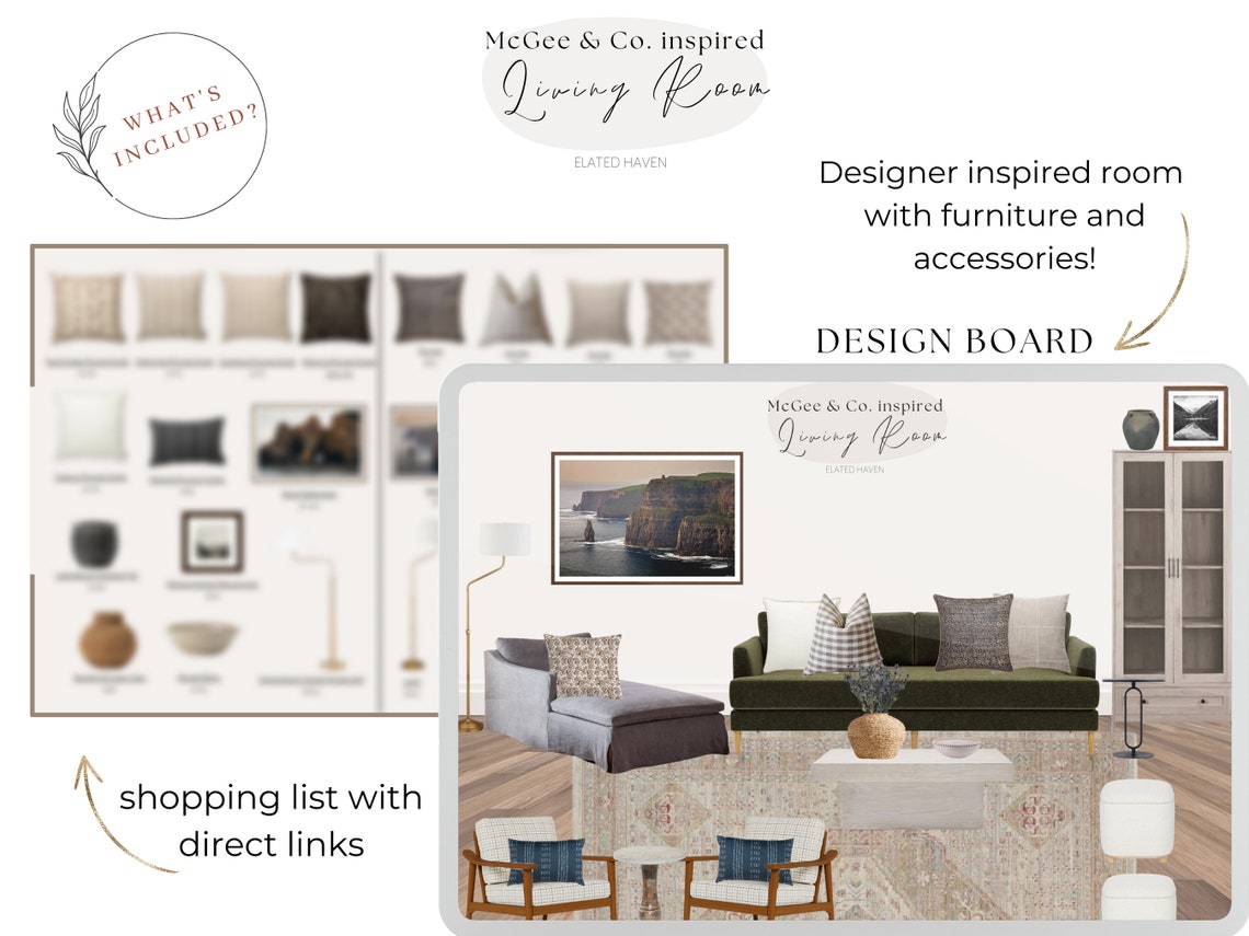 Mcgee & Co. Living Room Dupe Studio Mcgee Inspired Living Etsy