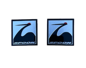 2 Fender Badge Aluminum Emblems Square Spoon Sports for Honda Acura Civic Integra RSX NSX Japan JDM
