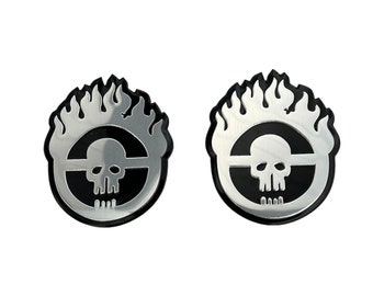 2 Mad Max Fury Road War Boys Skull Grill Fender Badge Thin Aluminum Emblems Silver