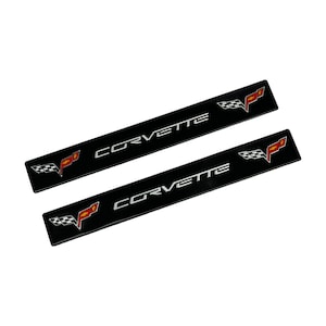 2 Rectangular Fender Console Dash Badge Engine Cover Aluminum Emblems Chevy Corvette Stingray C6 Black