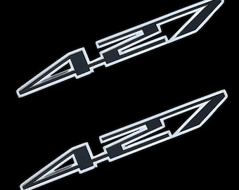 2 Fender Console Dash Badge Engine Cover Aluminum Emblems 427 Ci Motor High Performance 7.0L Corvette Chevy Ford Mustang Black and Silver