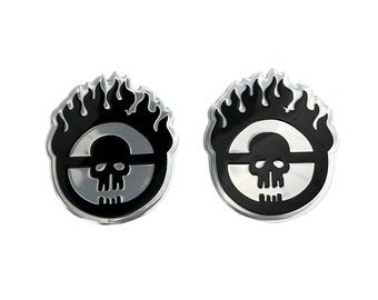 2 Mad Max Fury Road War Boys Skull Grill Fender Badge Thin Aluminum Emblems Black