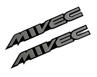 2 Mitsubishi Mivec Fender Console Dash Badge Engine Swap Cover Aluminum Mirage Eclipse 3000GT FTO Lancer Outlander Emblems