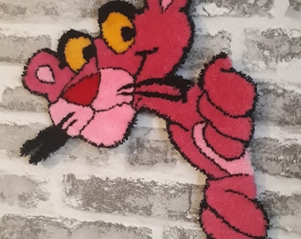 Handmade Pink Panther Tufted  Wall Rug - Add Retro Style to Your Home Decor