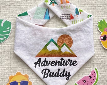 Camping Dog Bandana | Adventure Buddy Dog Bandana | Summer Dog Bandana | Reversible Dog Bandana | Nature Dog Bandana | Dog Mom or Dad Gift