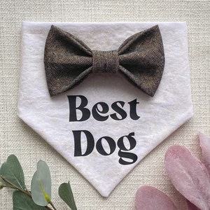 Best Dog Tuxedo Bandana | Wedding Dog Bandana | Dog Wedding Attire | Bow Tie Tuxedo Dog Bandana | Best Pup Wedding Bandana | Dog Groomsman