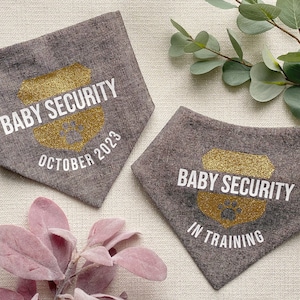 Baby Security Dog Bandana | Baby Security in Training | Personalized Pregnancy Announcement Bandana | Custom Dog Baby Announcement Bandana