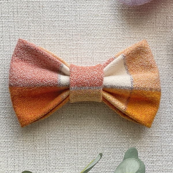 Fall Plaid Dog Bow Tie | Flannel Dog Bow Tie | Cat Bow Tie | Over the Collar Velcro Bow Tie | Pet Neckwear | Matching Dog Bow Tie