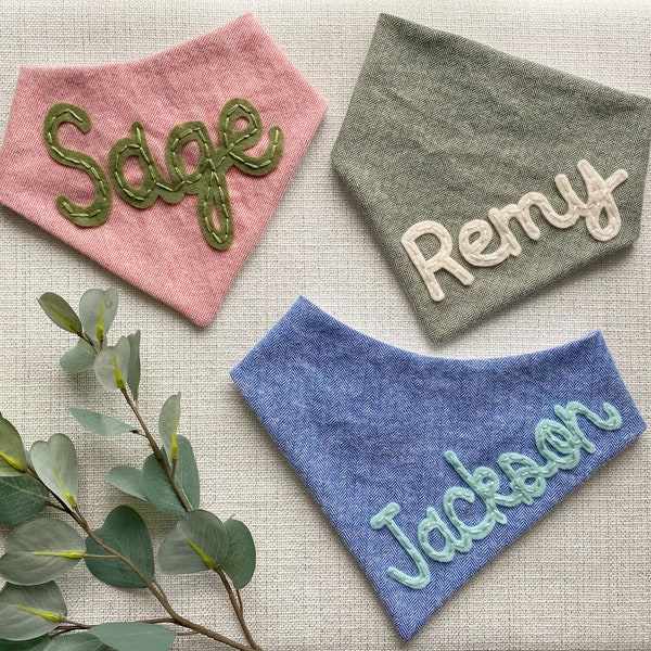 Embroidered Bandana Etsy