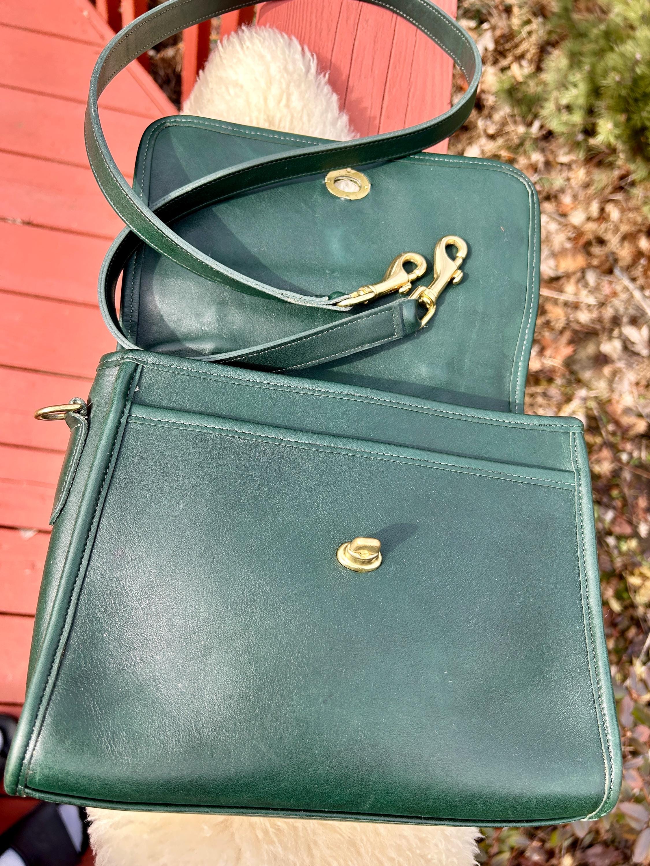 バッグ Coach Olive Green ShoulderBag Court 9870 Vintage Coach Bottle Green Court Bag Style 9870 USA Made - Etsy