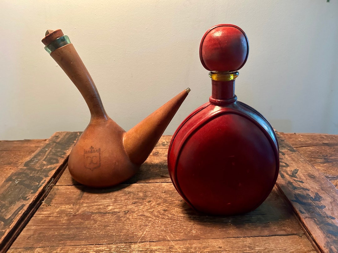 Leather Wrapped Vintage Wine Decanters Etsy