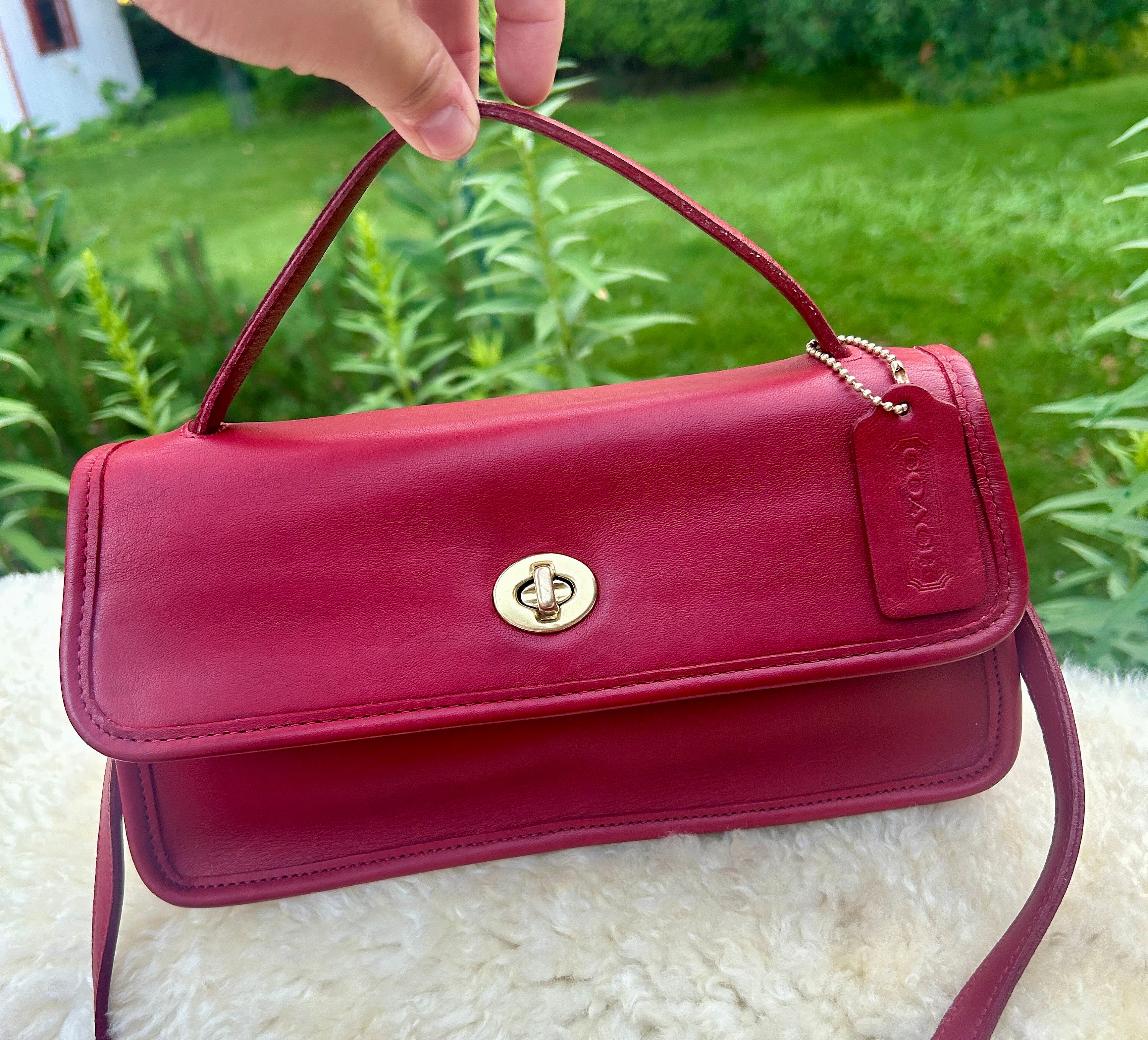 Vintage Coach Style 9044 Geometric Clutch Red W Hangtag US