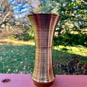 Vintage solid brass vase 9”