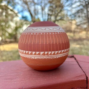 Vintage Navajo Hand Etched Natural Colors Seed Bowl