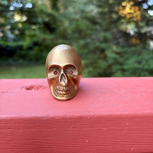 Brass skull shift knob with red led lights