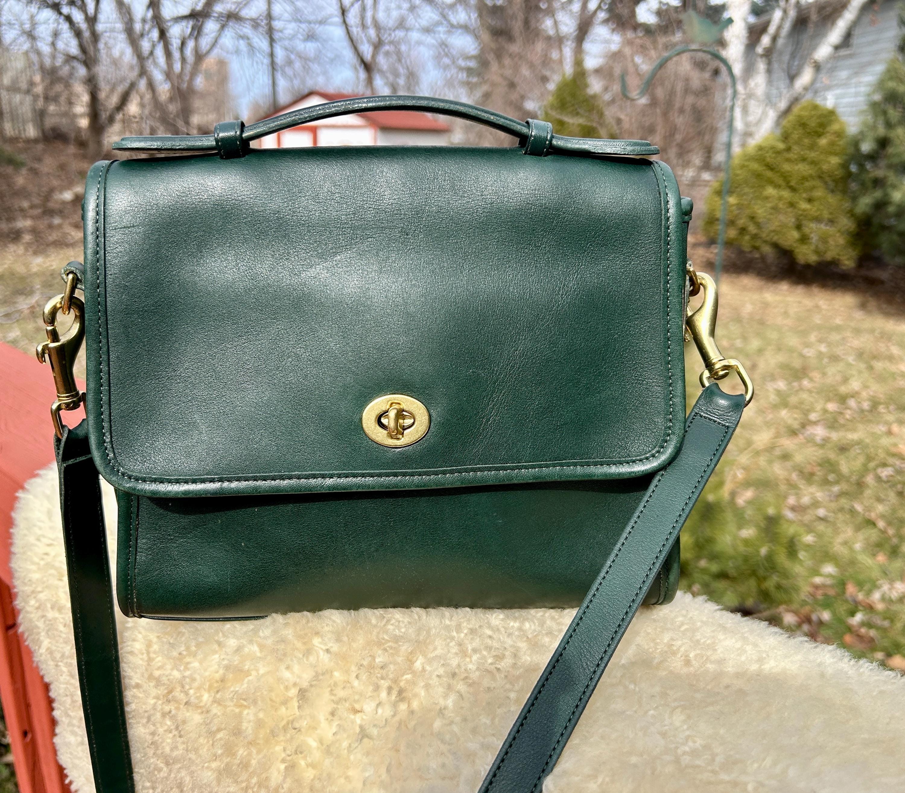 バッグ VTG COACH Green Leather Shoulder Bag USA Vintage coach leather green - Gem