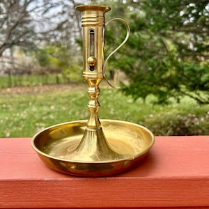 Vintage Brass large chamber stick candle holder