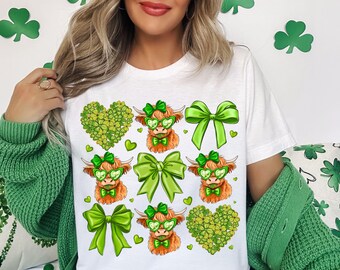 Western St Patrick Png, Coquette St Patrick Png, Highland Cow St. Patrick's Day Png, Coquette St Patty's Day Png, Irish Day Png, Lucky Vibes