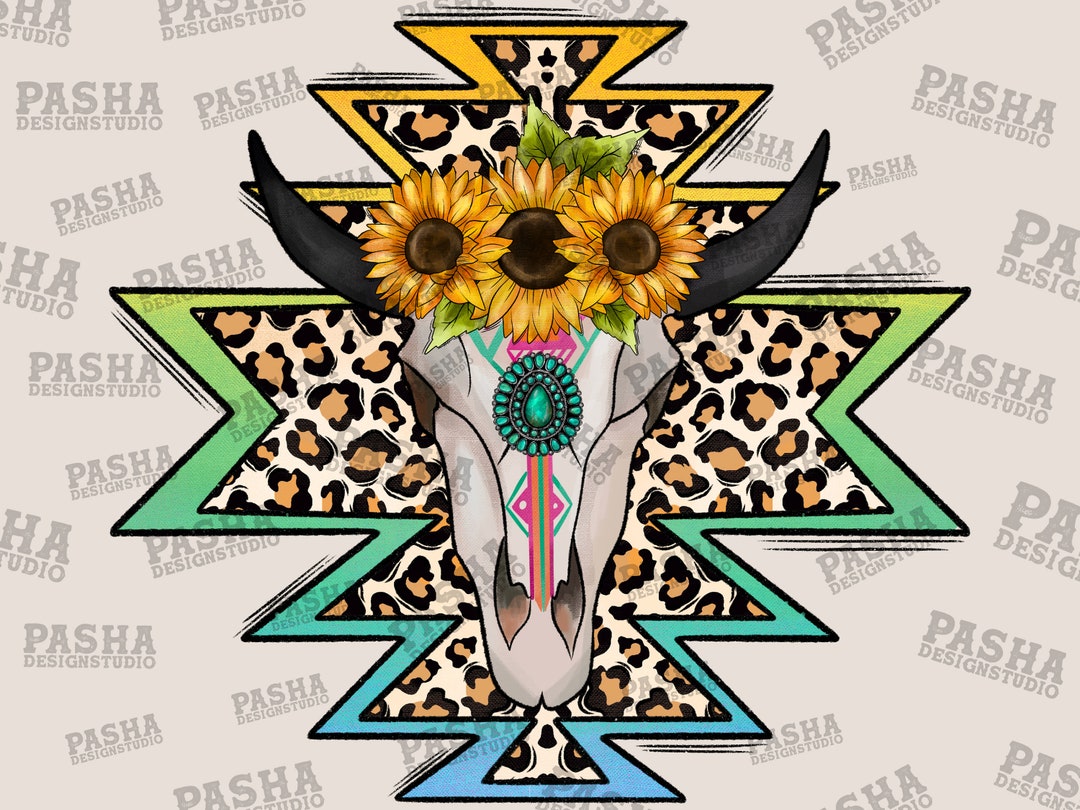 Aztec Boho Skull Png Boho Skull Png Western Retro Etsy