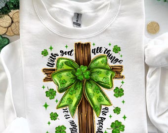 St. Patrick's Day png, God Christian Png, Christian Cross Png, St. Patrick's Coquette Bow png, Lucky png, Happy St. Patrick's Day, png file