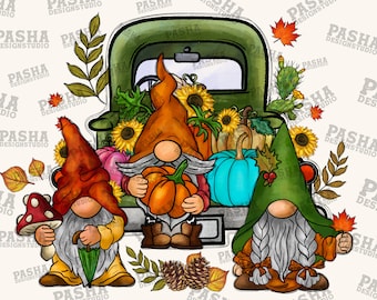 Herfstkabouter png, sublimatieontwerp, kabouter Thanksgiving png, herfstbladeren png, kabouter, pompoen png, herfst png, digitale download
