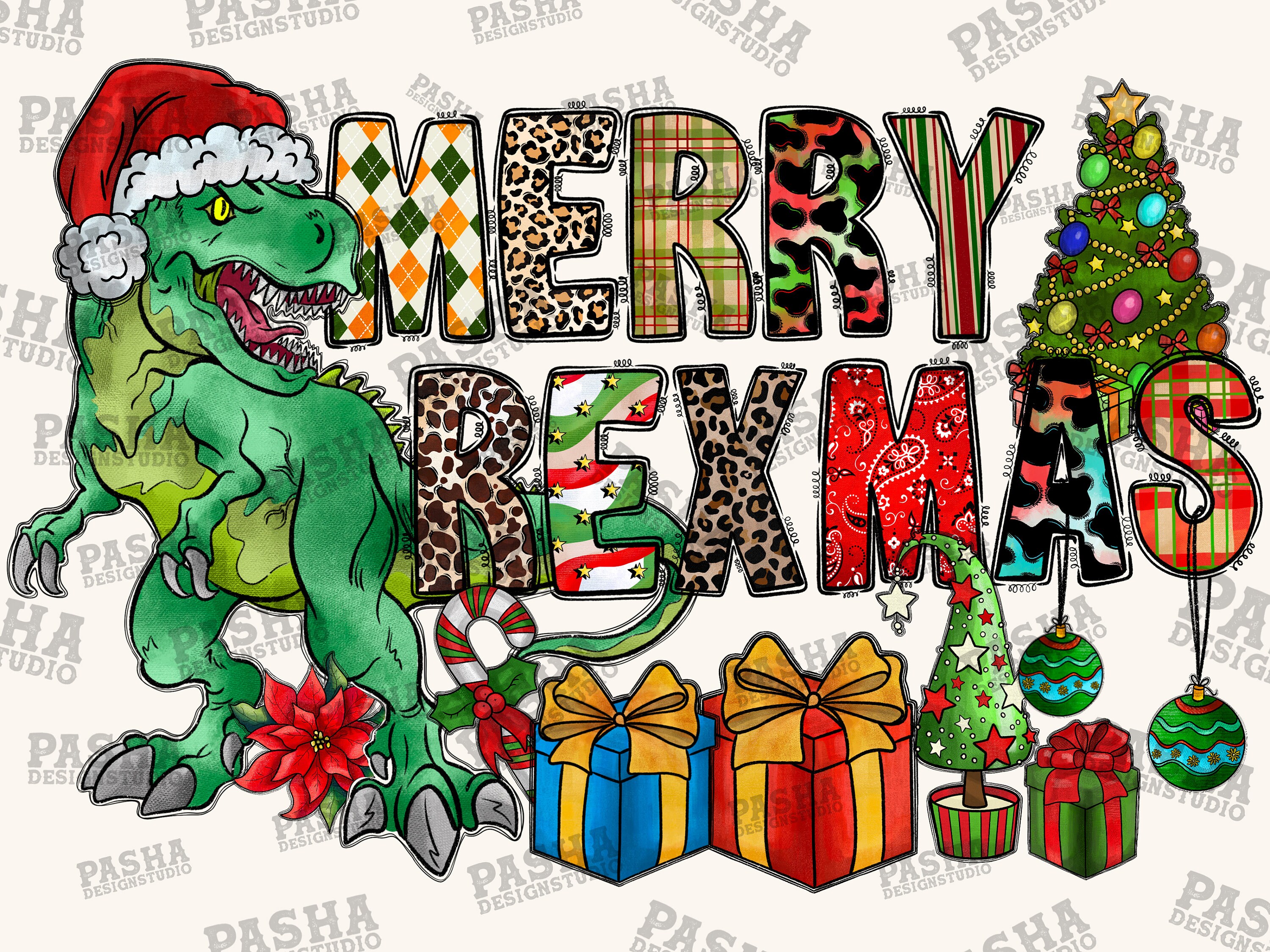 Rexmas Merry Rexmas Png, Tree Rex Png, Christmas, Dinosaur Christmas Png,rex ...