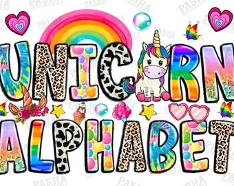 Unicorn Doodle Alphabet Bundle, Unicorn Font Png, Unicorn PNG Letters, Alphabet, Unicorn Design,Unicorn Png,Sublimation Png,Digital Download