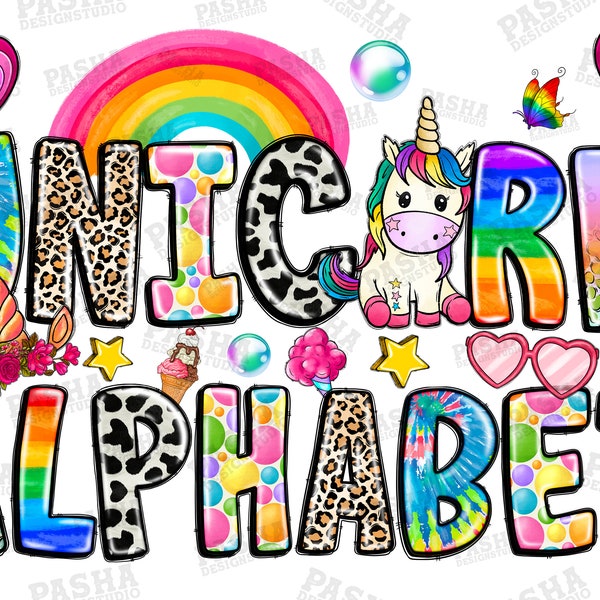 Unicorn Doodle Alphabet Bundle, Unicorn Font Png, Unicorn PNG Letters, Alphabet, Unicorn Design,Unicorn Png,Sublimation Png,Digital Download