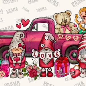 Valentine Truck Png, Truck Png, Valentine&#39;s Day Png, Valentine Gnome Png, Gnome Png, Gnome Truck Png, Digital Download,Sublimation Design