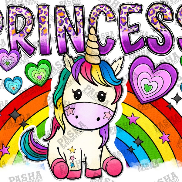 Princess unicorn png sublimation design download, cute Unicorn png, hand drawn Unicorn png, Unicorn png, sublimate designs download