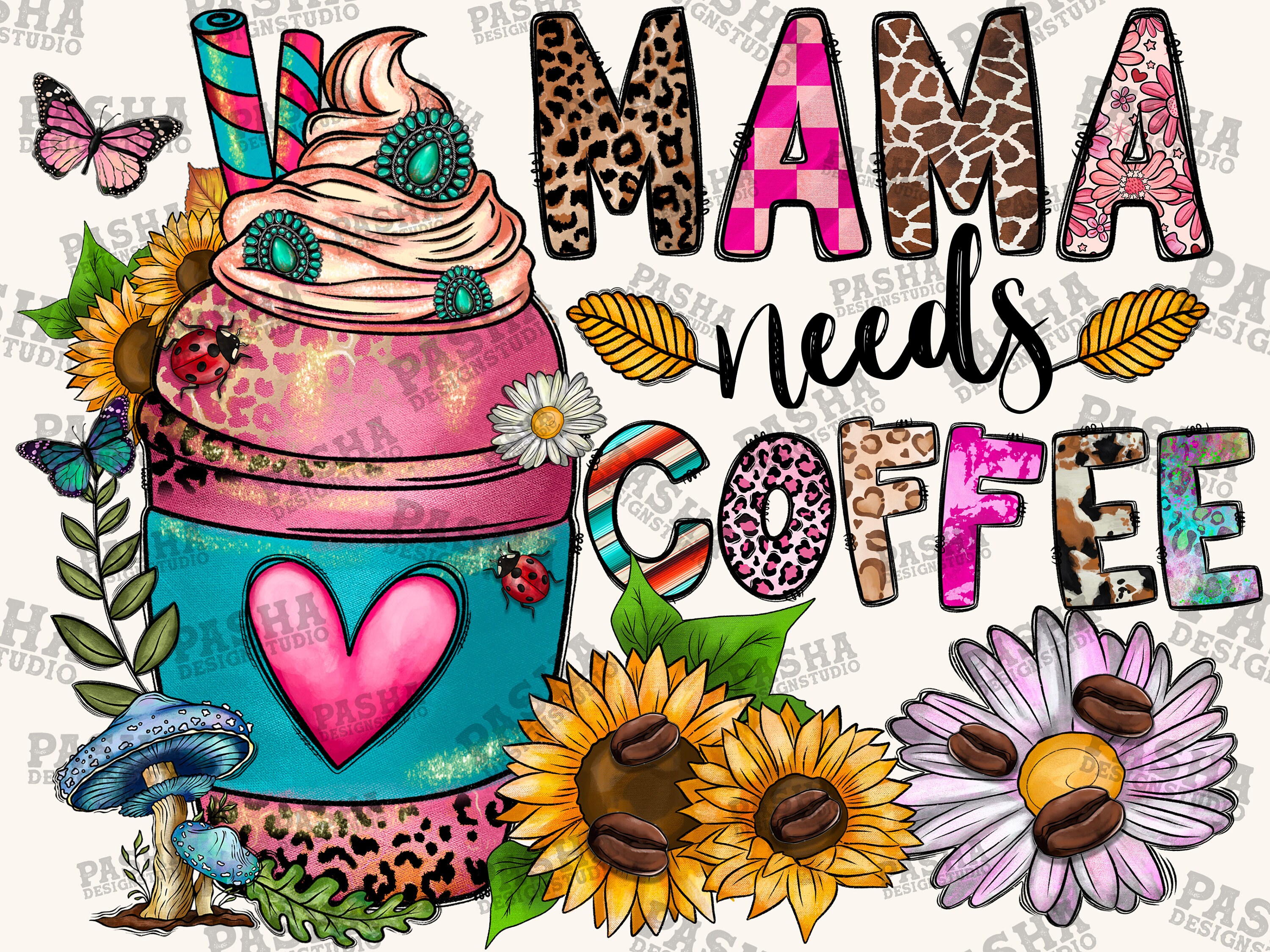 Mama Needs Coffee Embroidery Design
