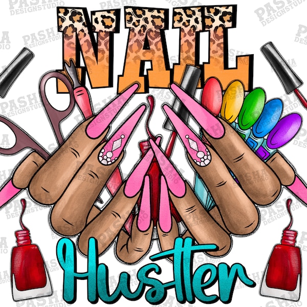 Western Tie Dye Nail Hustler Png Sublimation Desing, Leopard Nail Hustler Png, Nail Technician Digital Print, Nail Hustler Png Downloads