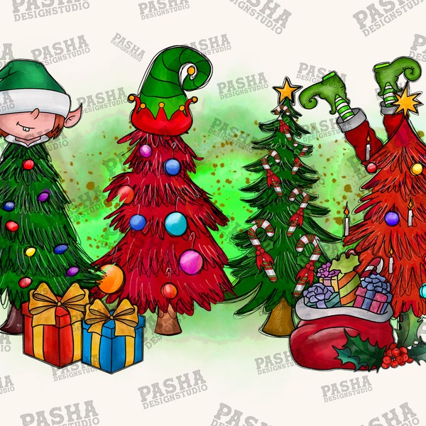 Christmas Trees Png, Christmas Tree Elf Png, Elf Png, Elf Tree, Merry Christmas Png, Christmas, Digital Download, Sublimation Design