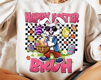 Joyeux Pâques Bruh damier png, Joyeuses Pâques png, png Pâques rétro, png Pâques enfants, png Pâques garçon, png Pâques tout-petits, Png sublimation