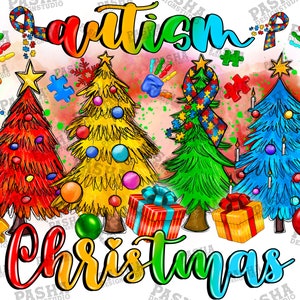 Autism Awareness Christmas Trees Png, Autism Christmas Png, Autism Design,Merry Christmas,Christmas Tree,Digital Download,Sublimation Design