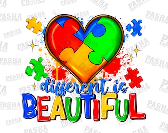 Verschillend is prachtig Autisme png-sublimatieontwerpdownload, autismebewustzijn png, autisme-puzzelstukjes png, sublimeren ontwerpen downloaden
