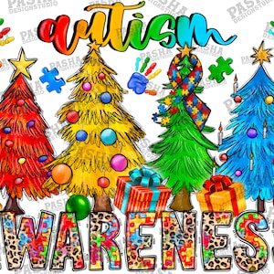 Autism Awareness Christmas Trees Png, Autism Christmas Png, Autism Design,Merry Christmas,Christmas Tree,Digital Download,Sublimation Design