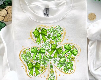 St Patrick's Day Coquette PNG, St Patricks Png, Coquette Bow st patricks clover png, Lucky Shamrock PNG, Lucky Png, Irish Png, Clover Png