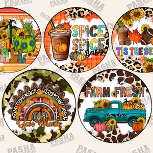 Fall Car Coaster Png,Fall Car Coaster Bundle Templates Design Bundle Fall PNG, Pumpkin Round Earrings Png Bundle, Instant Digital Download