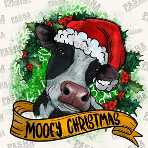 Mooey Christmas Png Sublimation Design, Merry Christmas Png, Christmas Cow Clipart, Christmas Animals Png, Leopard Christmas Png Download