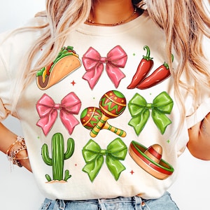 Noeud de coquette Cinco De Mayo png, Tequila mexicaine png, tacos Margarita png, chapeau mexicain png, fête mexicaine, Bitchachos png, festival 2025 png