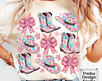 Cowgirl Ostern kokett Schleife PNG, Retro Ostern Png, christliches Ostern Png, Ostern Jesus png, girly Ostern Png, Ostern kokett westlich Png