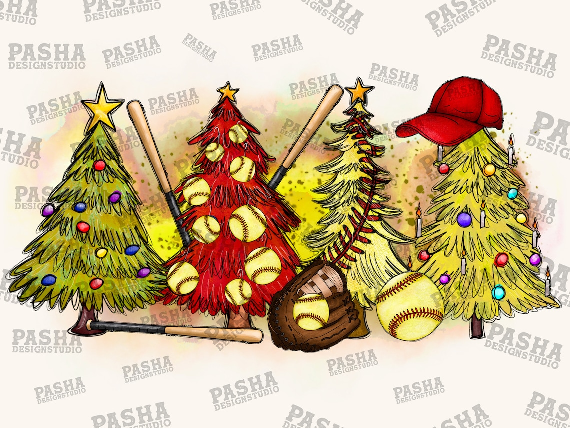 Christmas Trees Png Softball Christmas Trees Softball Png Etsy