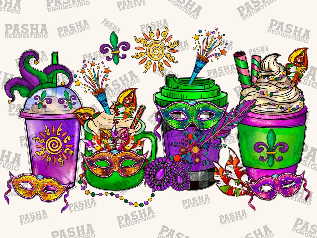 mardi gras coffee cups